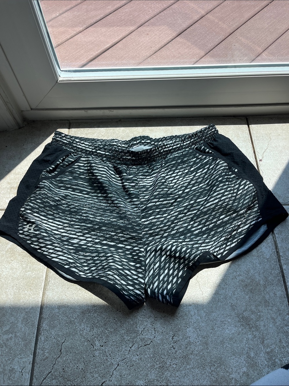 Black Patterned Women's Athletic Shorts